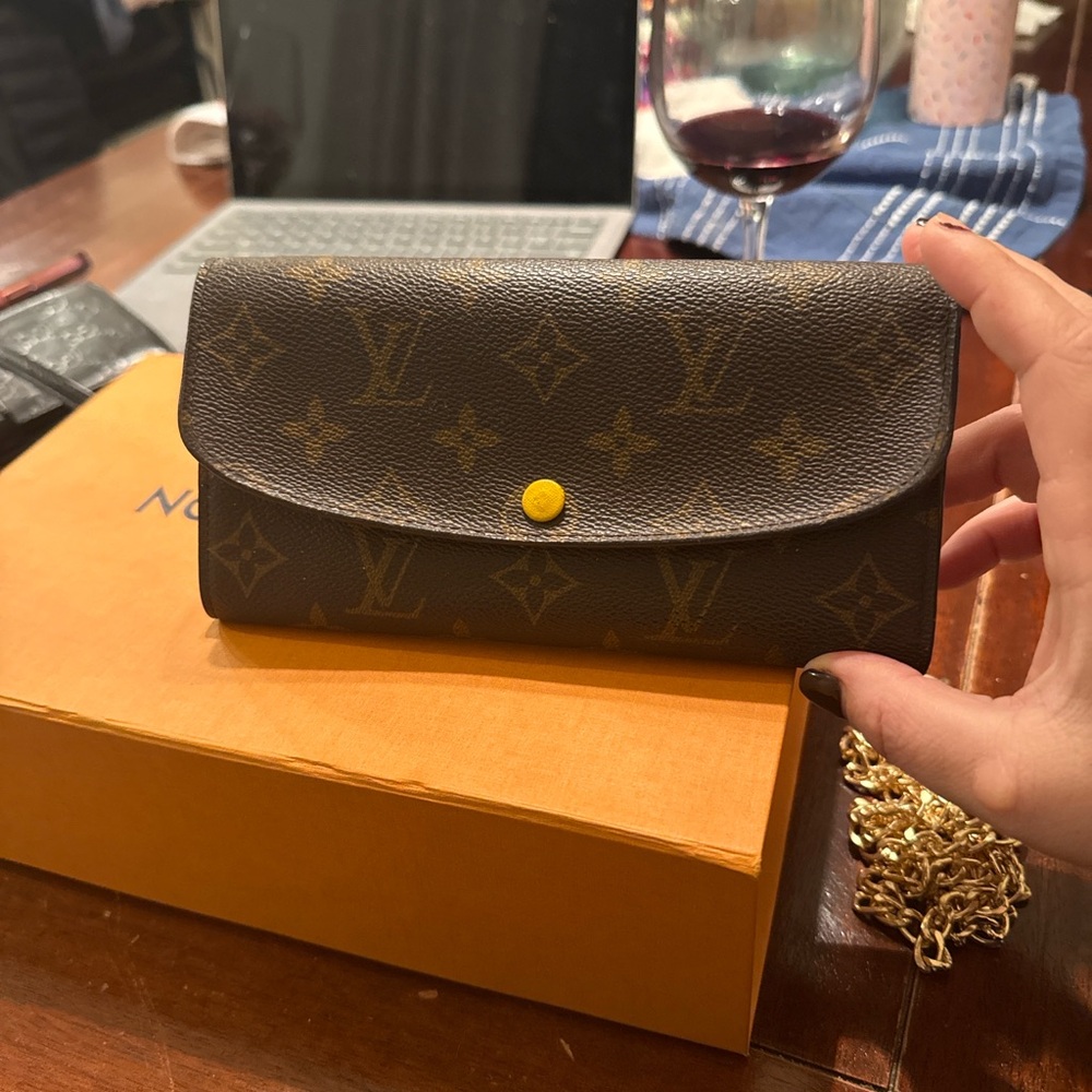 Louis Vuitton Dark Brown Monogram Wallet with Gold Accents- Josephine Wallet